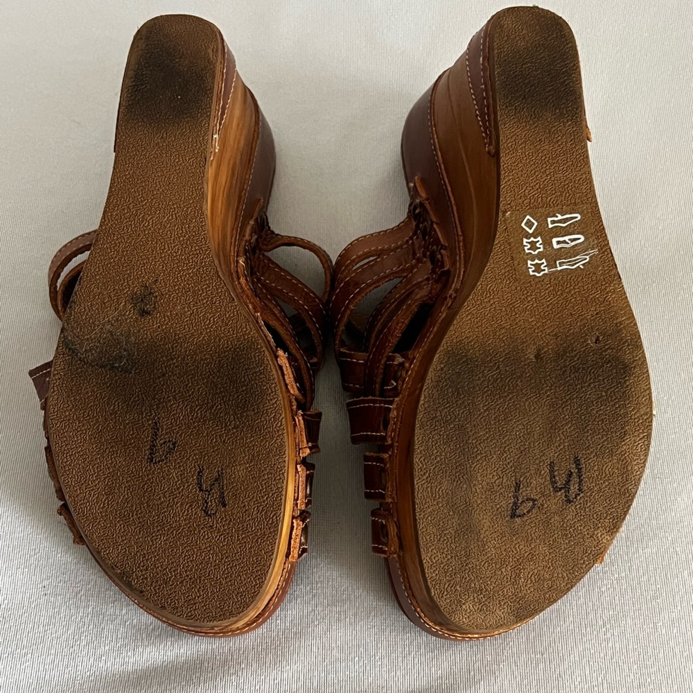 Bed Stu GINA II Wood Wedge Strappy Open Toe Leather Sandals - Picture 8 of 12